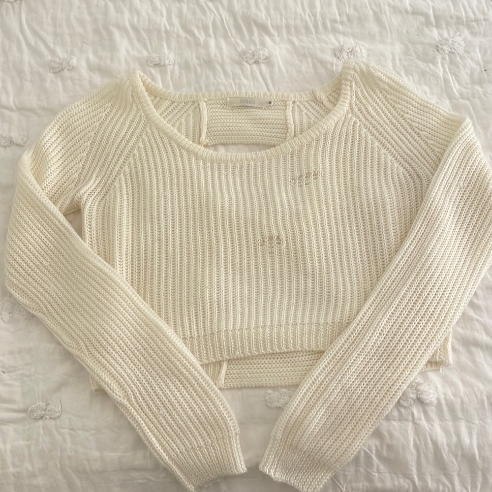 LF white cropped sweater size small